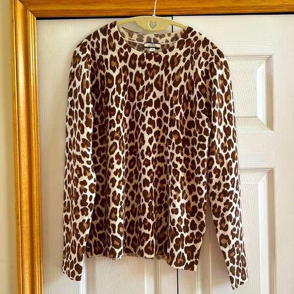 J. Crew 100% everyday Cashmere Crewneck Leopard Print Sweater - Picture 3 of 8